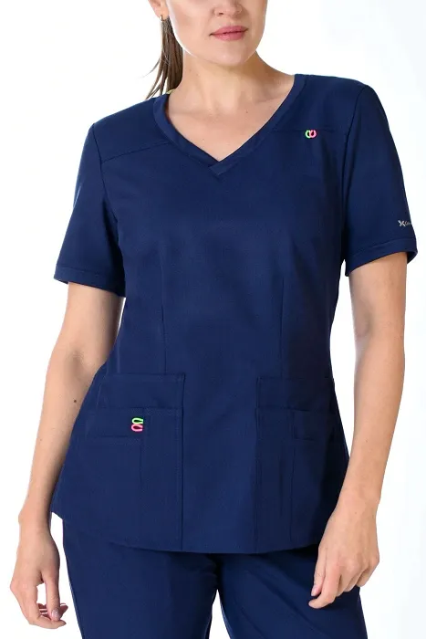 Scrubs medyczny: bluza z elastycznymi plecami + spodnie Pro-Flex, XF3-G, granatowy - 6