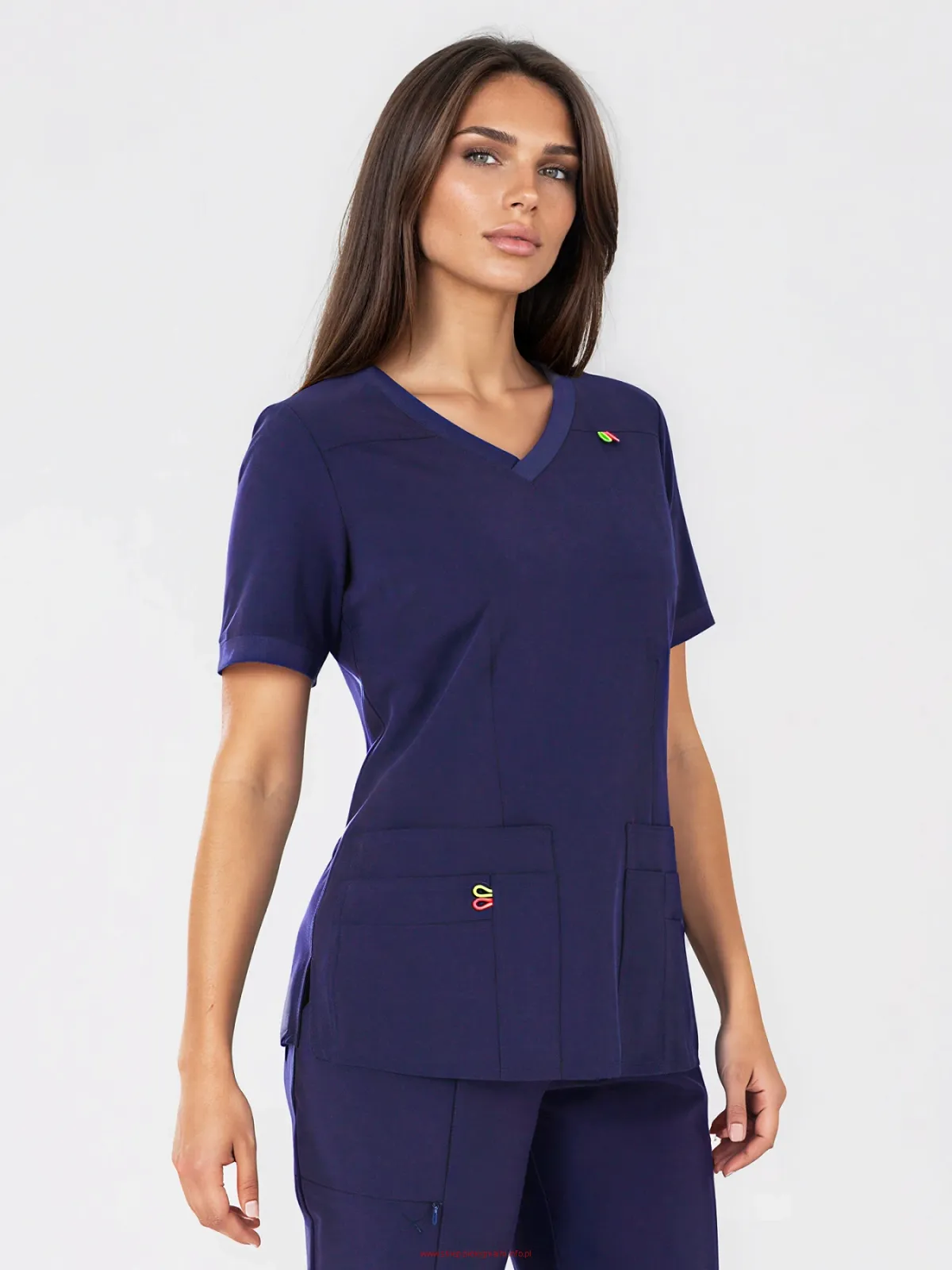 Scrubs medyczny: bluza z elastycznymi plecami + spodnie Pro-Flex, XF3-G, granatowy