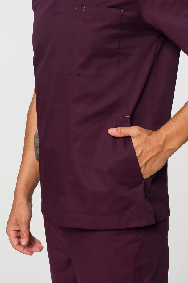 Bluza medyczna męska (kolor burgundowy, MB2-Bu) - 2