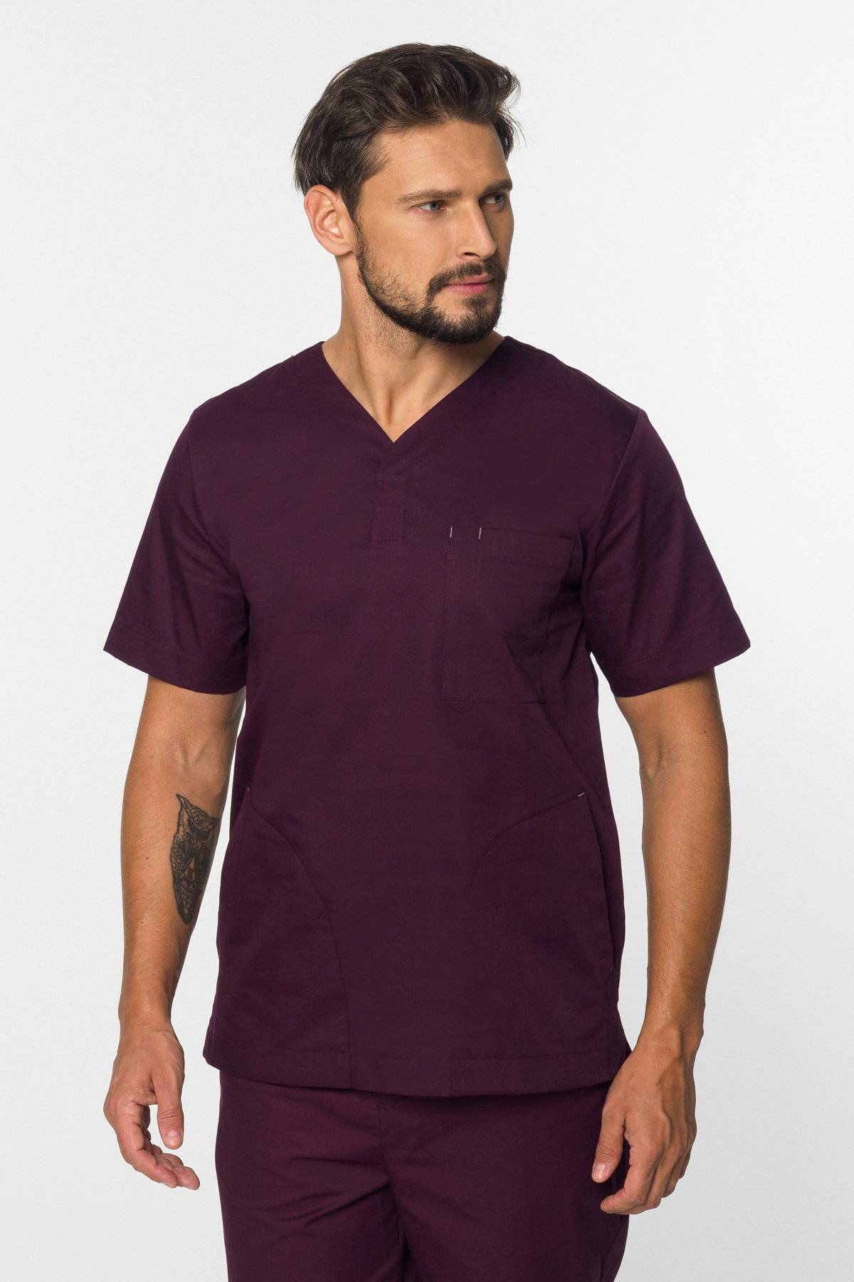 Bluza medyczna męska (kolor burgundowy, MB2-Bu)