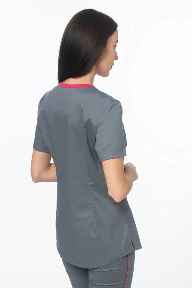 Komplet medyczny damski Soft Stretch (szary + róż) XE4-S2 - 3