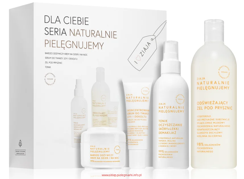 ZIAJA naturalnie pielęgnujący zestaw krem serum żel tonik dzień noc