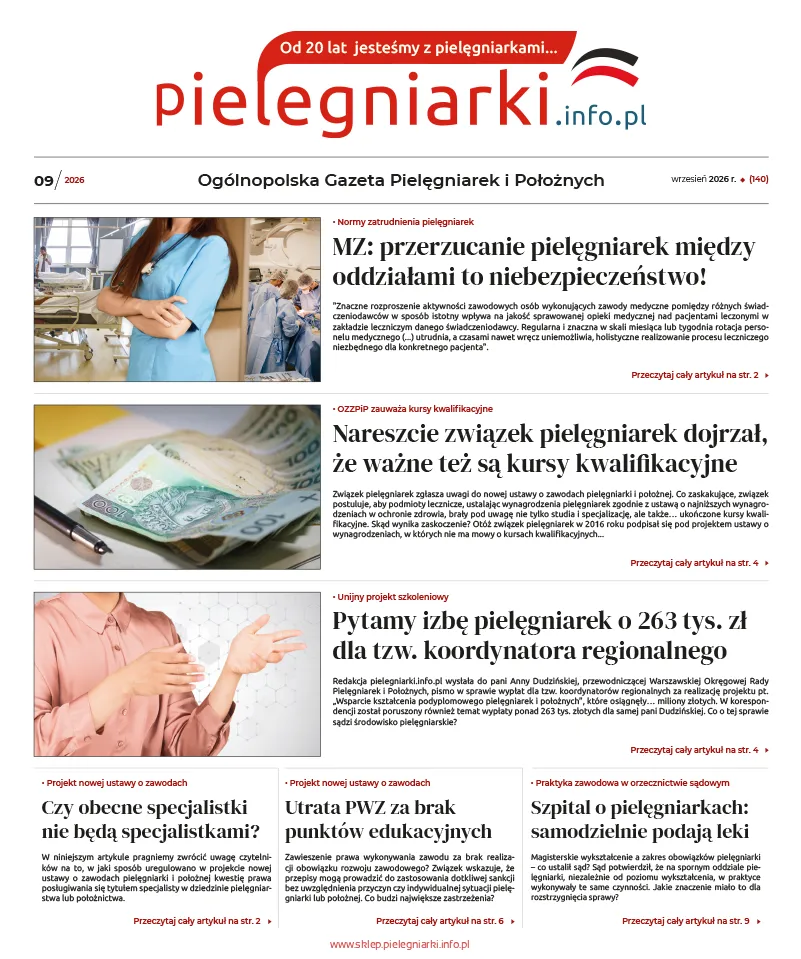 Elektroniczne wydanie Ogólnopolskiej Gazety Pielęgniarek i Położnych - wrzesień 2026