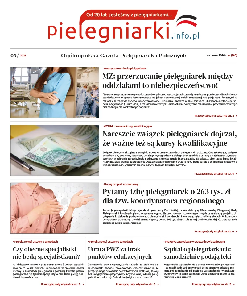 Elektroniczne wydanie Ogólnopolskiej Gazety Pielęgniarek i Położnych - wrzesień 2026