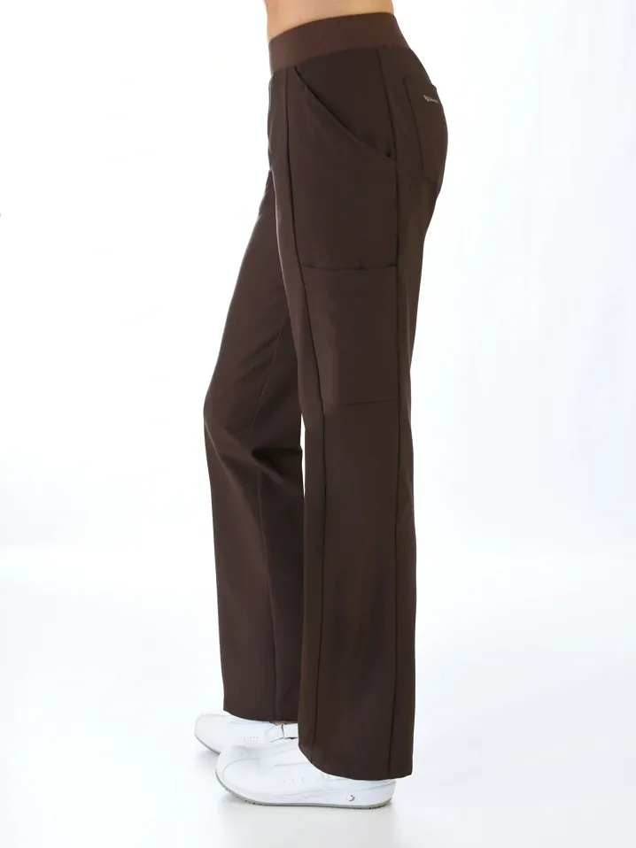 Scrubs medyczny: bluza z elastycznymi plecami + spodnie Pro-Flex, XF3-Ck, czekoladowy - 5