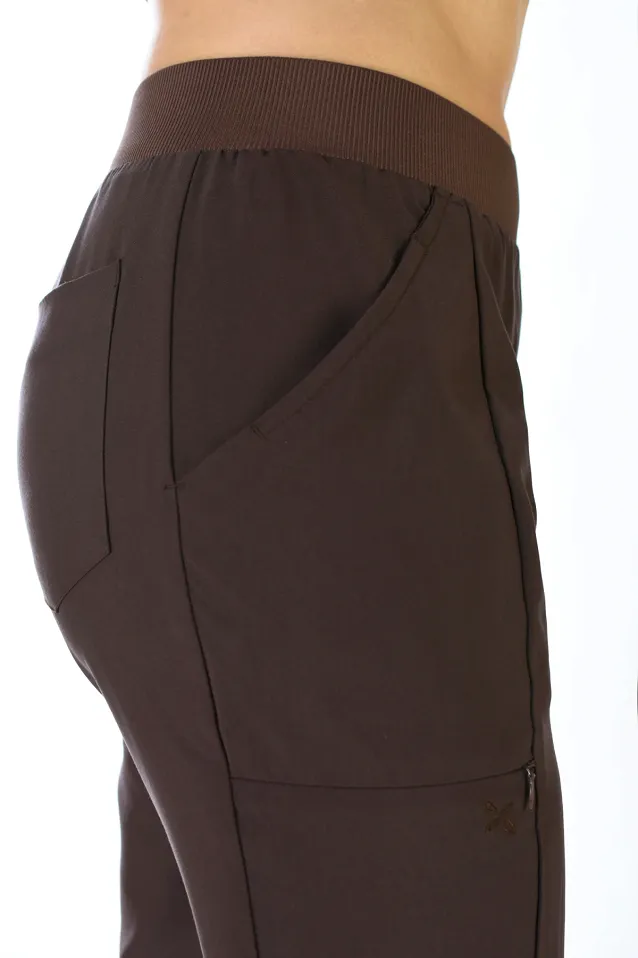 Scrubs medyczny: bluza z elastycznymi plecami + spodnie Pro-Flex, XF3-Ck, czekoladowy - 4