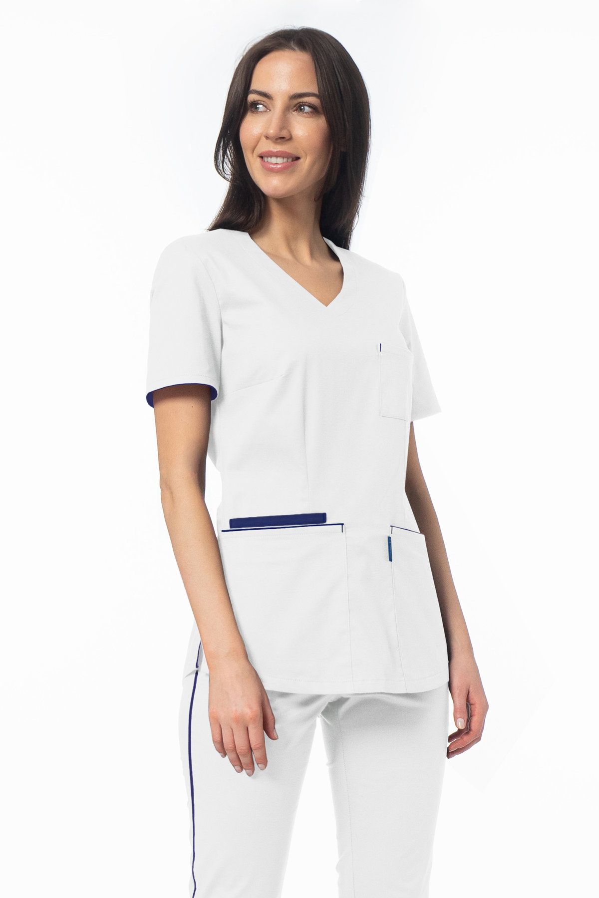 Bluza medyczna damska Soft Stretch (biały+granat) BE4-B