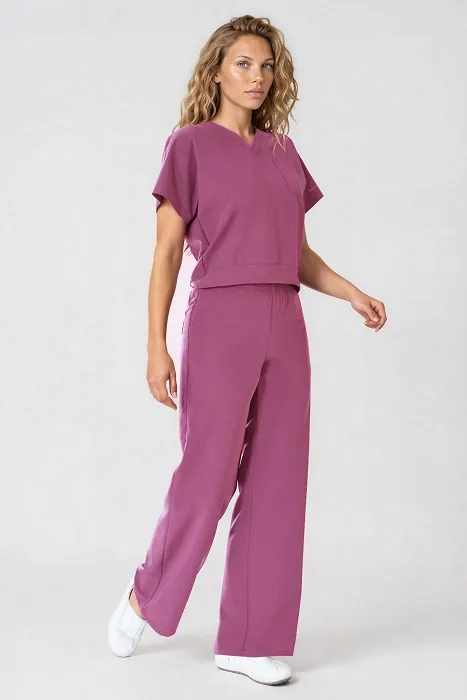 Komplet medyczny / Scrubs medyczny: Bluza cropped fit + spodnie z szeroką nogawką, XF4-DR