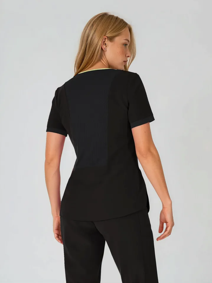 Scrubs medyczny: bluza z elastycznymi plecami + spodnie Pro-Flex, XF3-C, czarny - 6