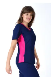 Bluza medyczna granatowa, z elastycznym ściągaczem w boku (BE1-G/F) bawełna+
