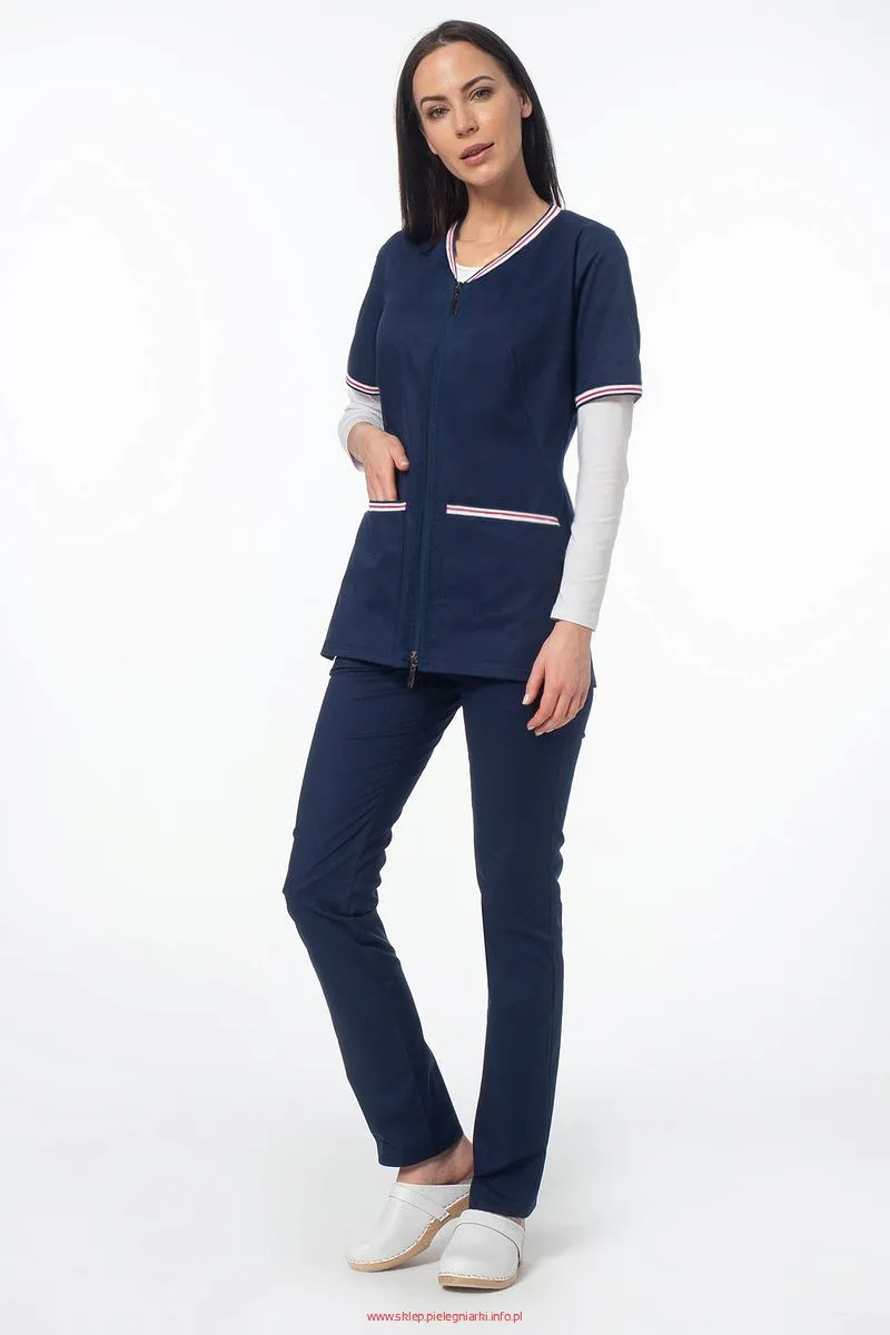 Komplet medyczny damski z żakietem Soft Stretch (granatowy) XE5B-G2