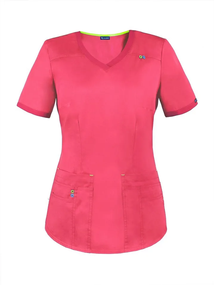 Bluza medyczna z elastycznym materiałem na plecach, koralowa (BE3-K) - 2