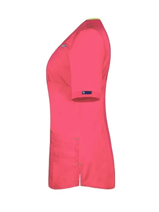 Bluza medyczna z elastycznym materiałem na plecach, koralowa (BE3-K) - 4