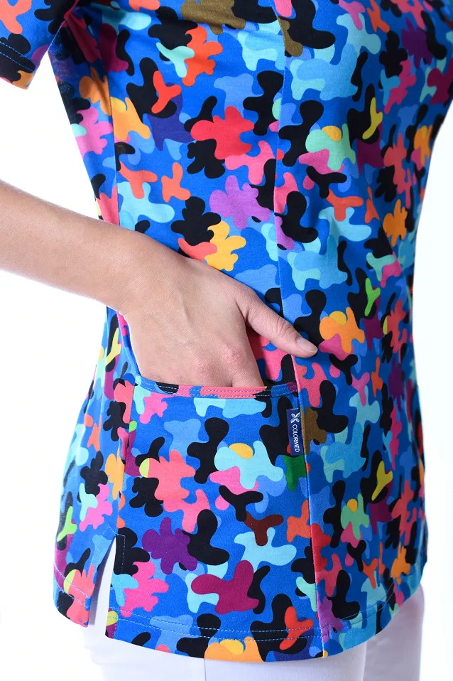 Bluza medyczna we wzorki z dzianiny, 100% bawełna (BD2) 4 wzory - 5