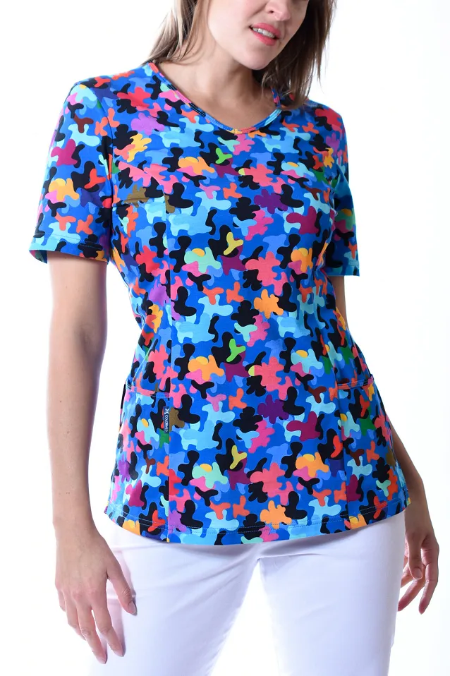 Bluza medyczna we wzorki z dzianiny, 100% bawełna (BD2) 4 wzory - 6