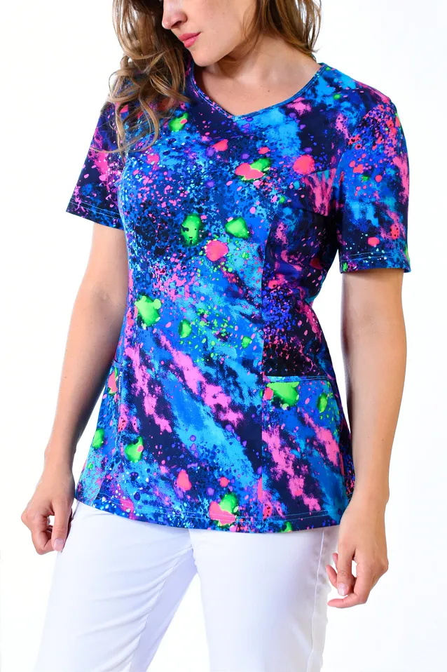 Bluza medyczna we wzorki z dzianiny, 100% bawełna (BD2) 4 wzory - 2