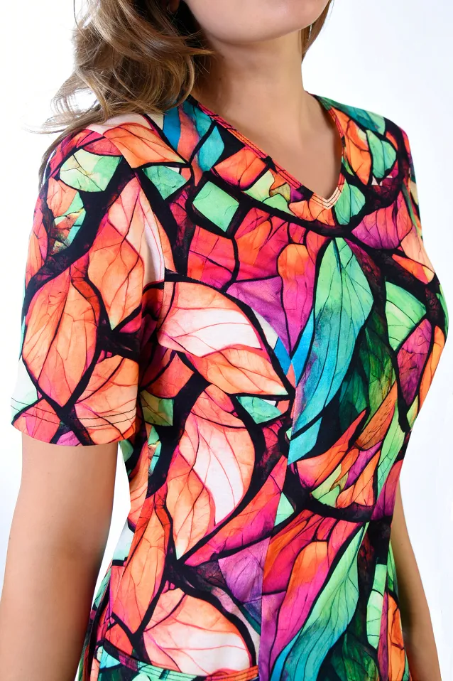 Bluza medyczna we wzorki z dzianiny, 100% bawełna (BD2) 4 wzory - 4