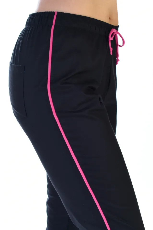 Spodnie medyczne z lampasem Soft Stretch (czarny+fuksja) SE4-C - 2