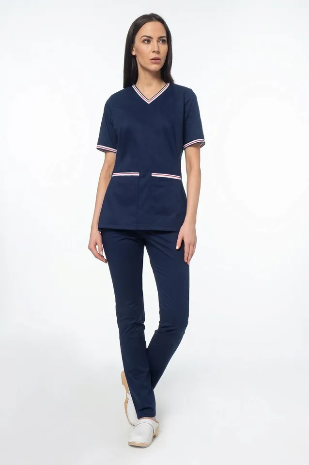Bluza medyczna damska Soft Stretch PREMIUM (granatowa) BE5-G2 - 3