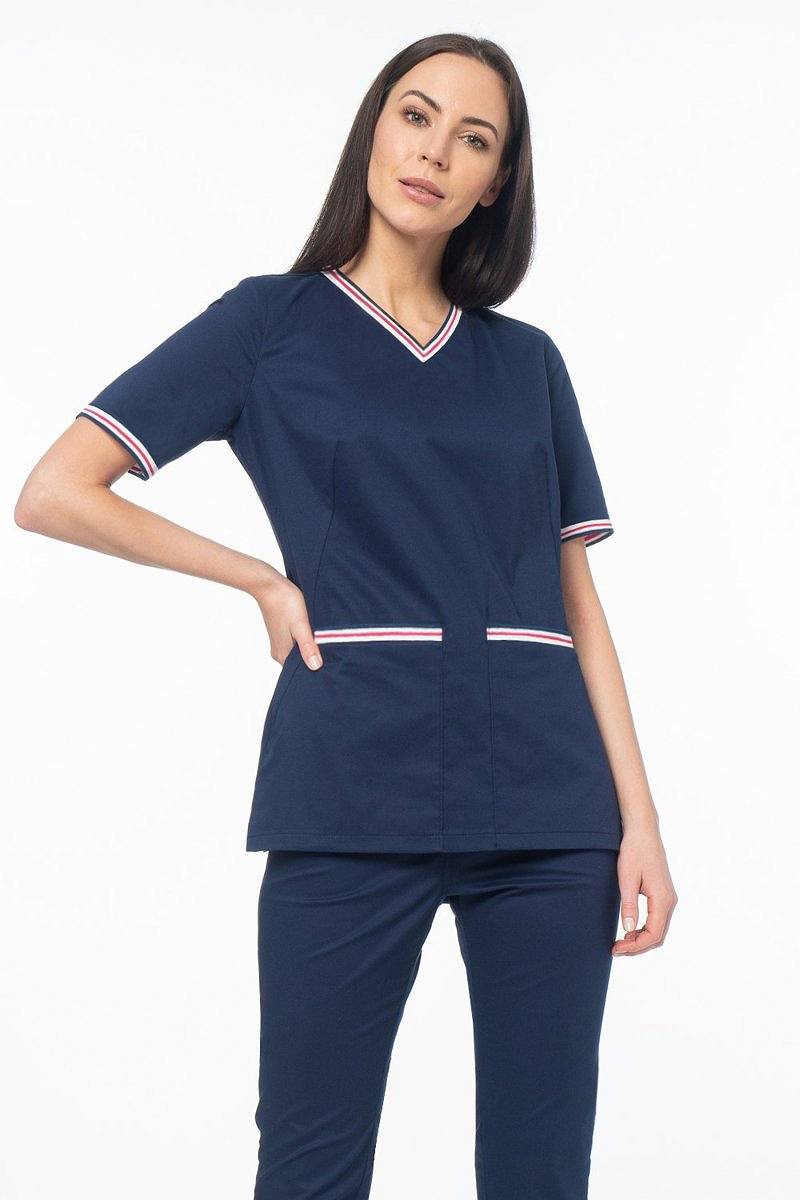 Bluza medyczna damska Soft Stretch PREMIUM (granatowa) BE5-G2