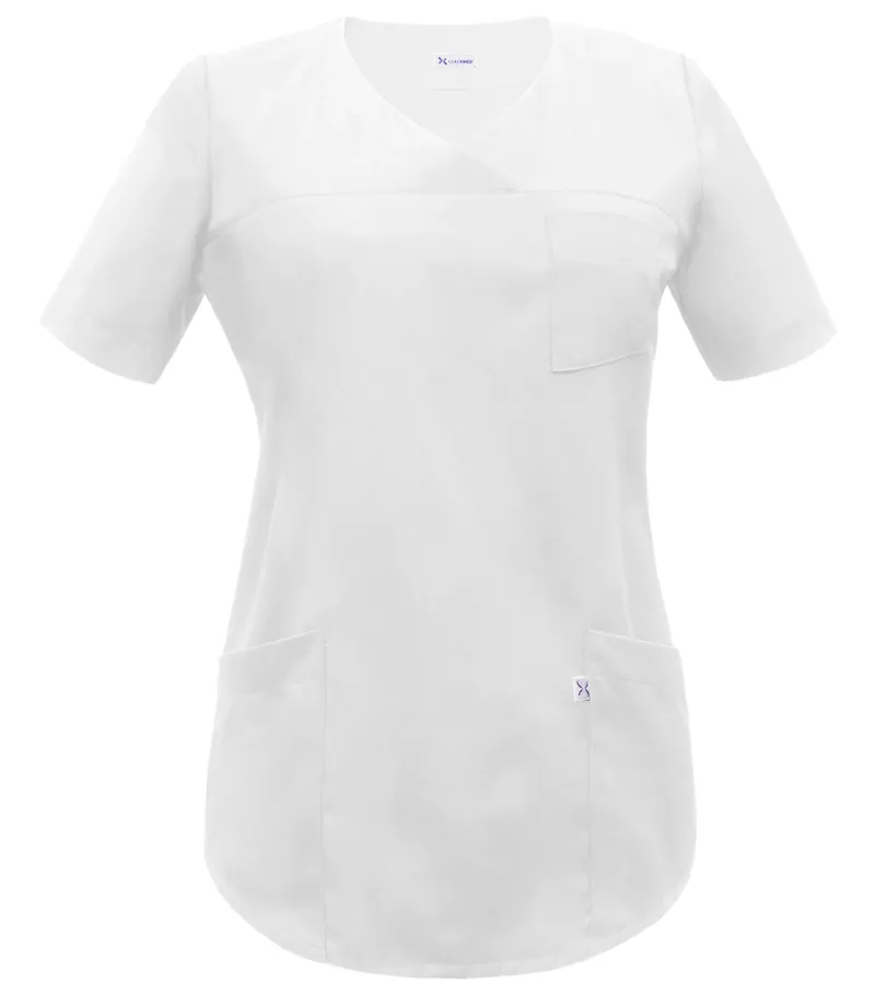 Bluza medyczna biała, z dekoltem w kształcie V (damska, BC3-B) - 2