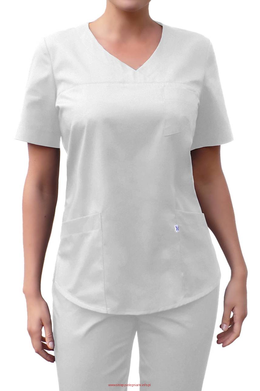 Bluza medyczna biała, z dekoltem w kształcie V (damska, BC3-B)