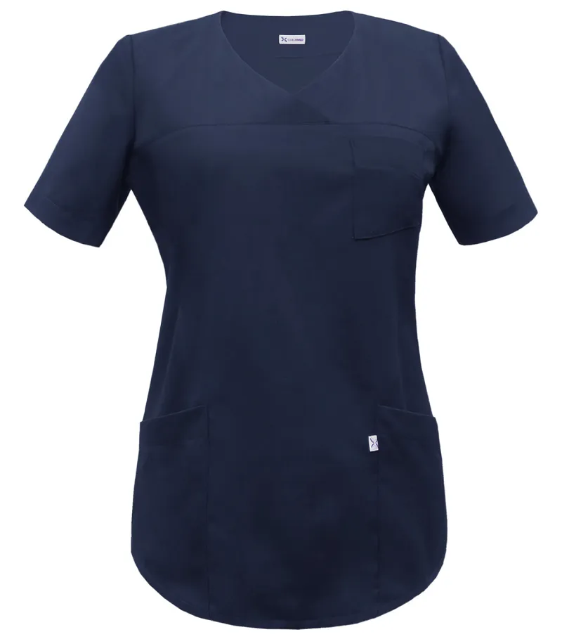 Bluza medyczna granatowa, z dekoltem w kształcie V (damska, BC3-G) - 2