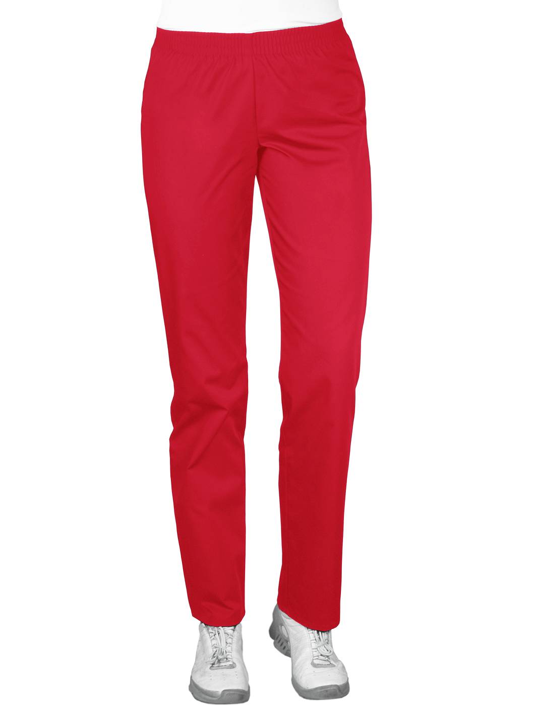 Spodnie medyczne czerwone, z elastycznym pasem (SC4-Cz)
