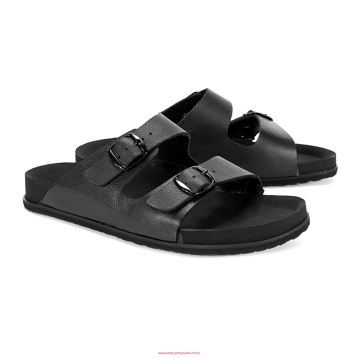Klapki medyczne skórzane BLACK