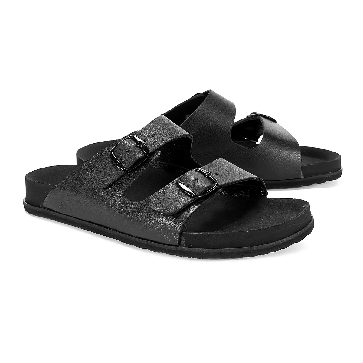 Klapki medyczne skórzane BLACK