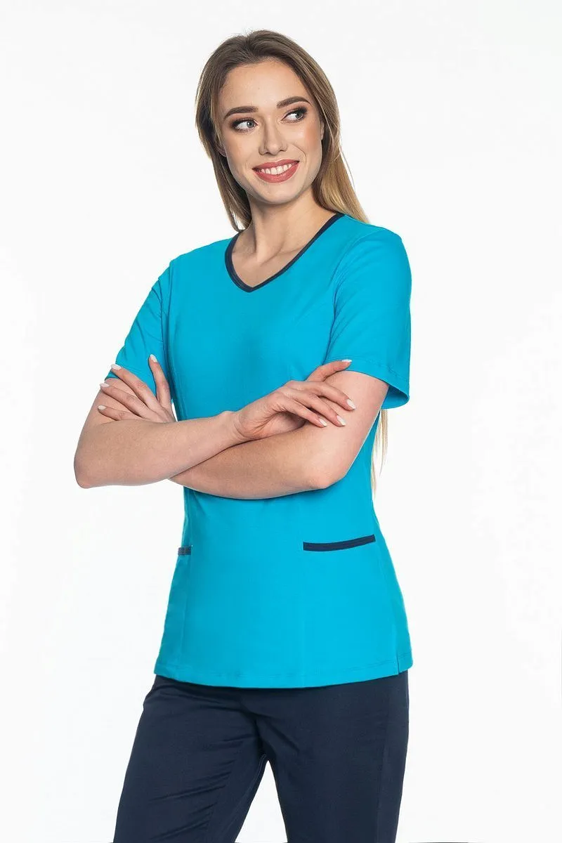 Bluza medyczna z lamówkami - turkus (BD1-T)