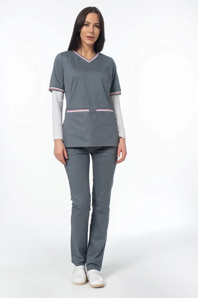 Bluza medyczna damska Soft Stretch PREMIUM (szara) BE5-S2 - 3