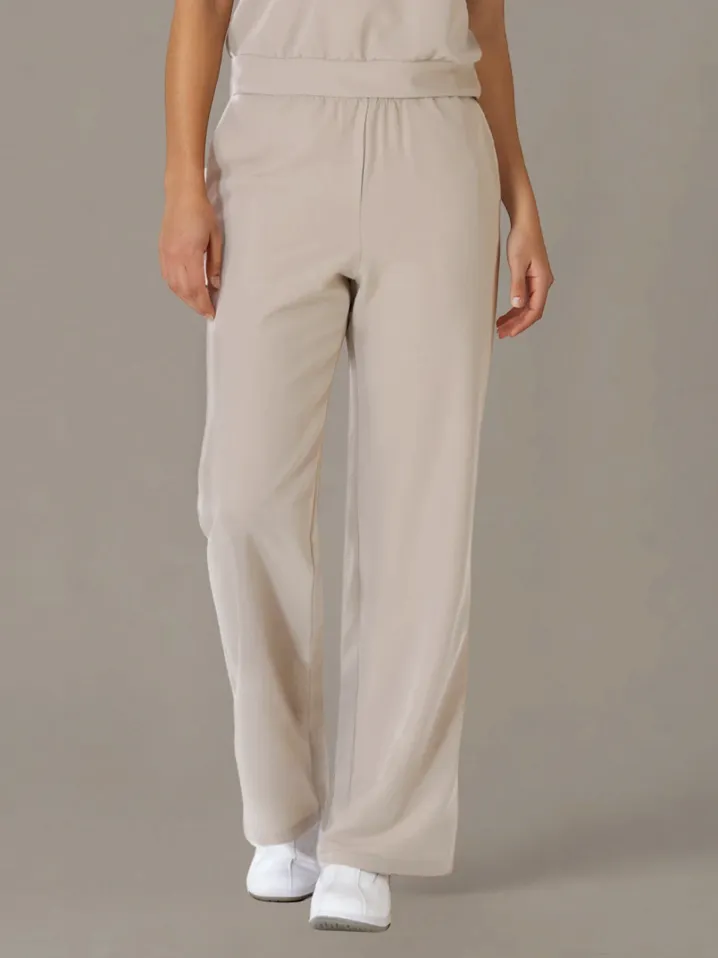 Komplet medyczny / Scrubs medyczny: Bluza cropped fit + spodnie z szeroką nogawką, XF4-P, beż - 2