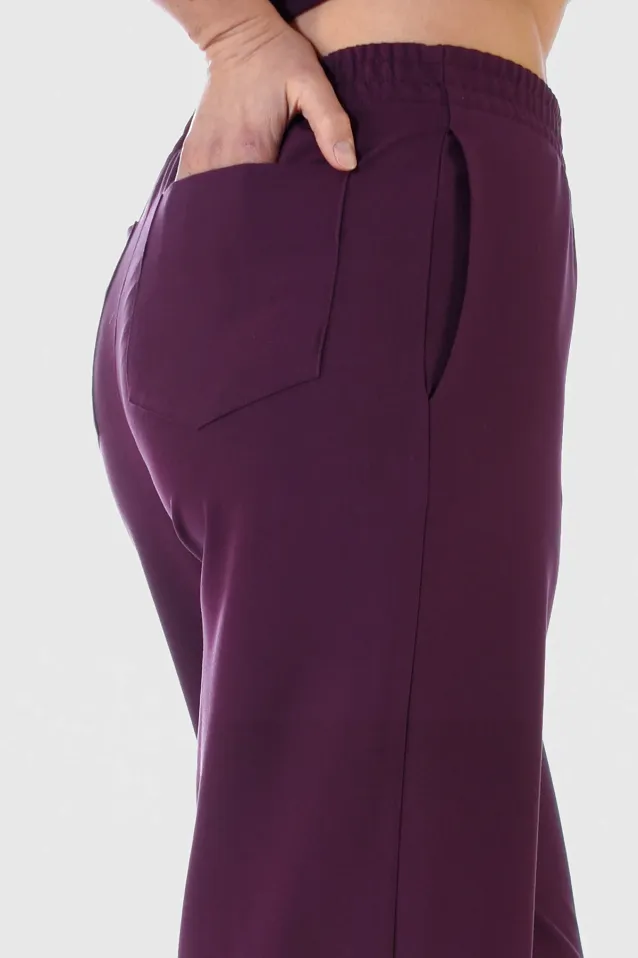 Komplet medyczny / Scrubs medyczny: Bluza cropped fit + spodnie z szeroką nogawką, XF4-Bu, bordo - 2