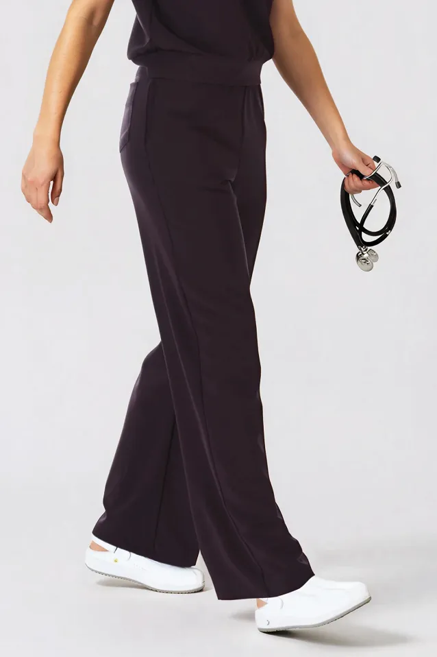 Komplet medyczny / Scrubs medyczny: Bluza cropped fit + spodnie z szeroką nogawką, XF4-Bu, bordo - 26