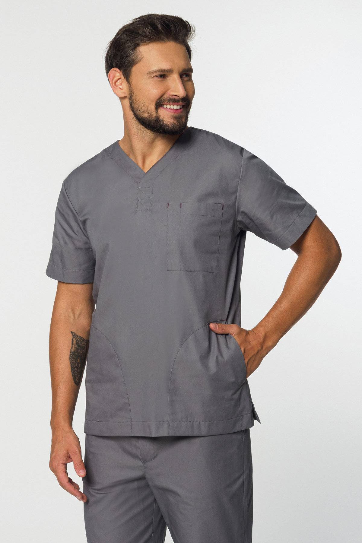 Bluza medyczna męska (kolor szary, MB2-S)