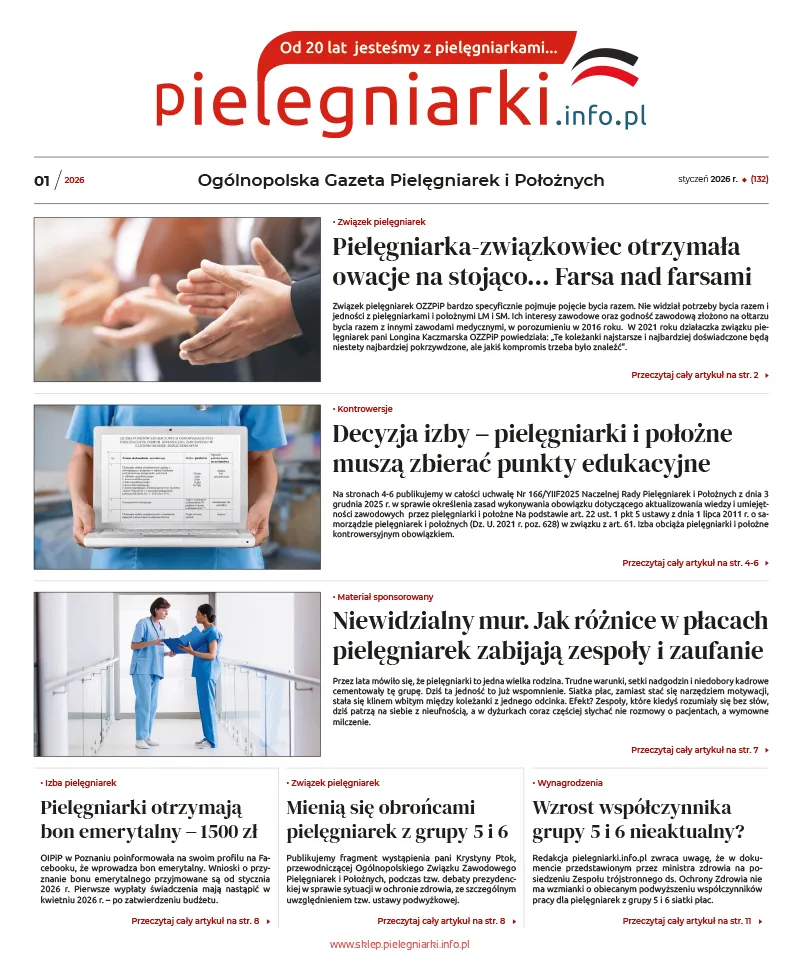 Elektroniczne wydanie Ogólnopolskiej Gazety Pielęgniarek i Położnych - styczeń 2026