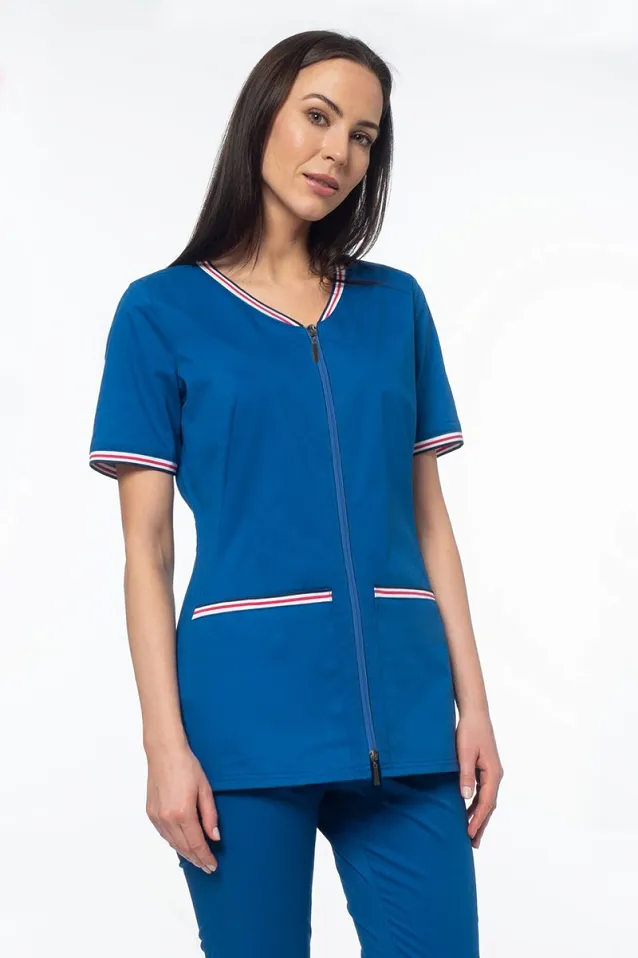 Komplet medyczny damski z żakietem Soft Stretch (niebieski szafir) XE5B-N2 - 2
