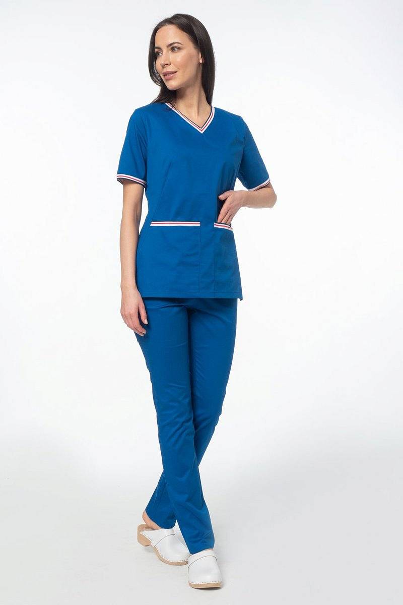 Komplet medyczny damski Soft Stretch (niebieski szafir) XE5-N2
