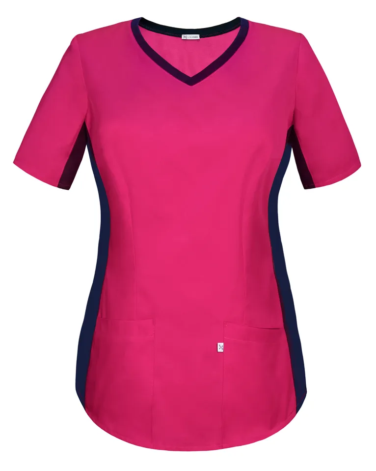 Bluza medyczna fuksjowa, z elastycznym ściągaczem w boku (BE1-F) - 4