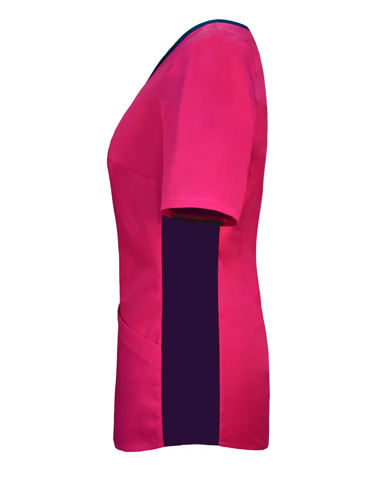 Bluza medyczna fuksjowa, z elastycznym ściągaczem w boku (BE1-F) - 5