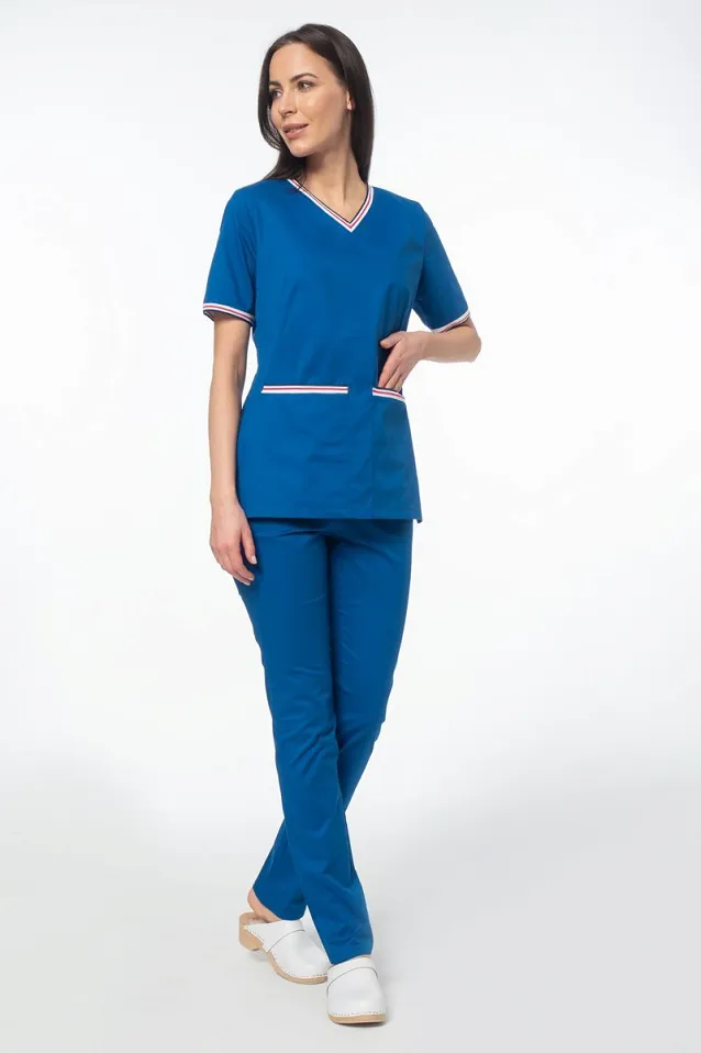 Bluza medyczna damska Soft Stretch PREMIUM (niebieski szafir) BE5-N2 - 3