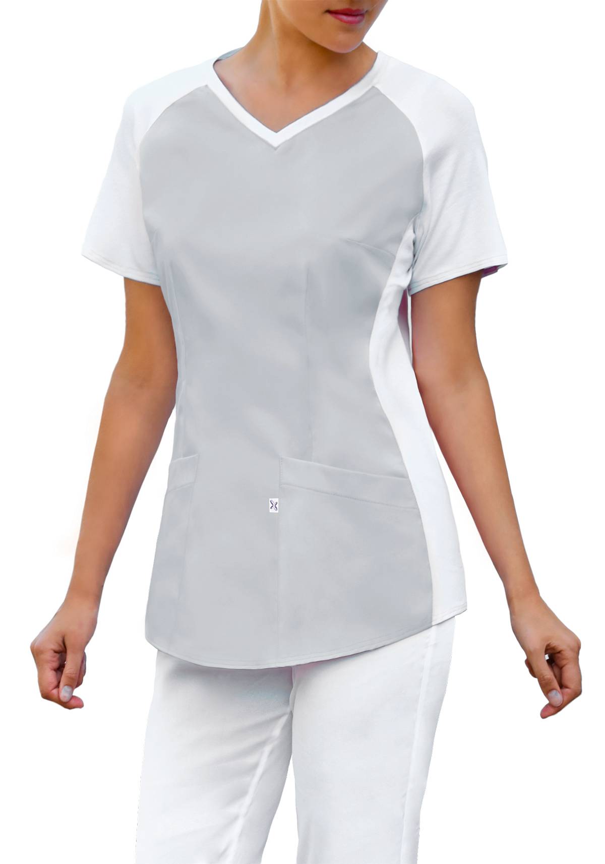 Bluza medyczna z wygodną, elastyczną dzianiną (kolor jasny szary, BE2-JS)