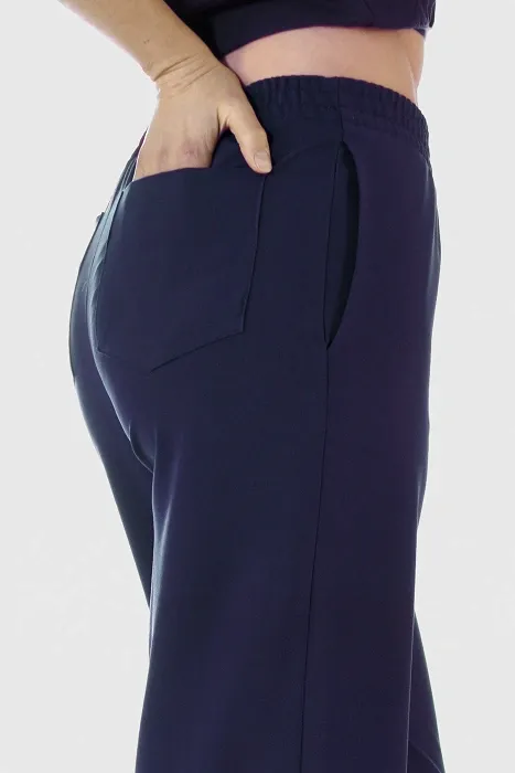 Komplet medyczny / Scrubs medyczny: Bluza cropped fit + spodnie z szeroką nogawką, XF4-G, granatowy - 3