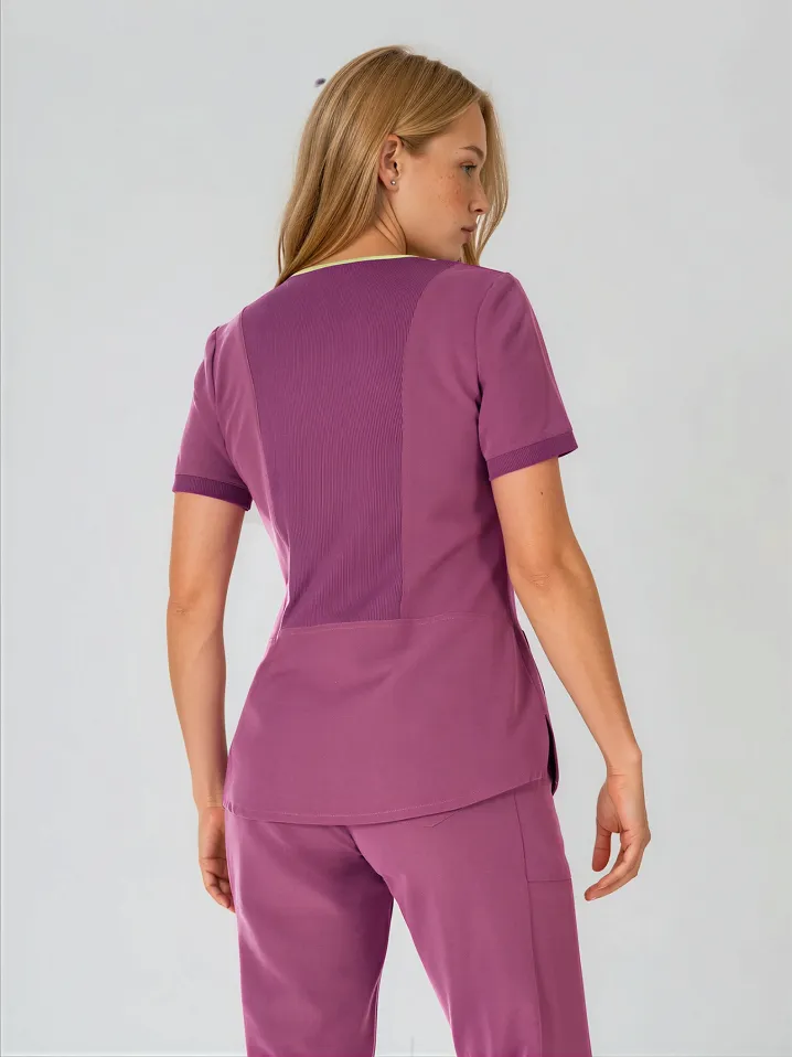 Scrubs medyczny: bluza z elastycznymi plecami + spodnie Pro-Flex, XF3-DR, Dusty Rose - 7