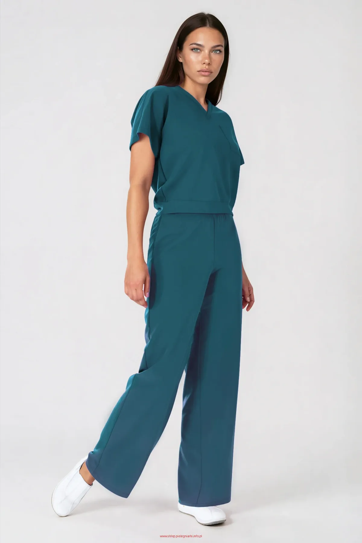Komplet medyczny / Scrubs medyczny: Bluza cropped fit + spodnie z szeroką nogawką, XF4-M, Morski
