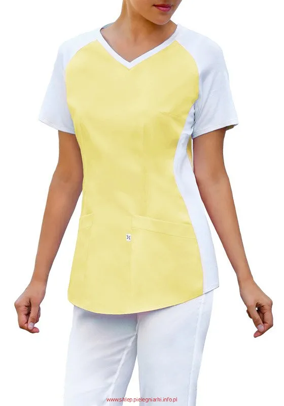 Bluza medyczna z wygodną, elastyczną dzianiną (kolor pastelowy żółty, BE2-Z)
