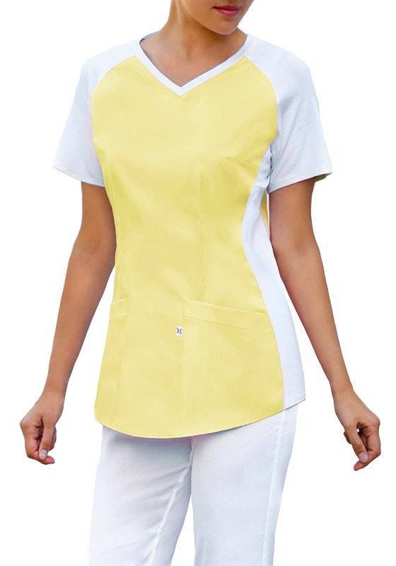 Bluza medyczna z wygodną, elastyczną dzianiną (kolor pastelowy żółty, BE2-Z)