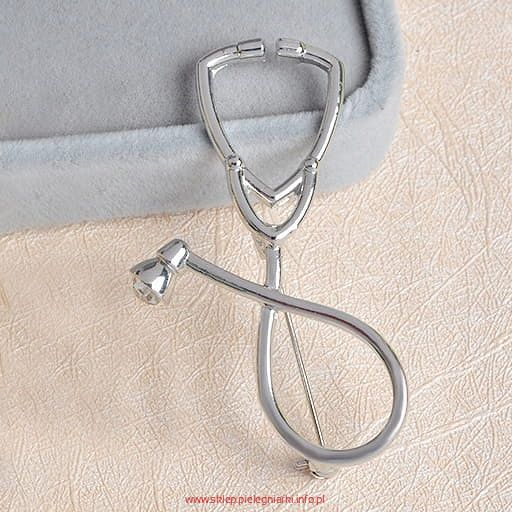 Przypinka stetoskop - cyrkonia (srebrna/złota)