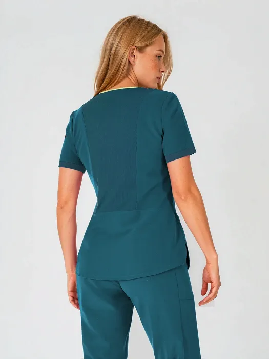 Scrubs medyczny: bluza z elastycznymi plecami + spodnie Pro-Flex, XF3-M, morski - 9